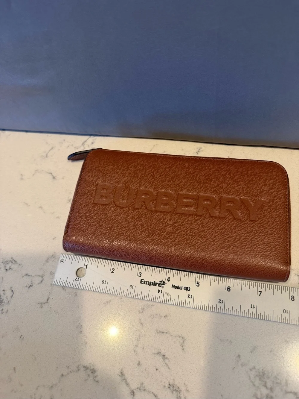 Burberry Brown Embossed Zip-Around Card Holder